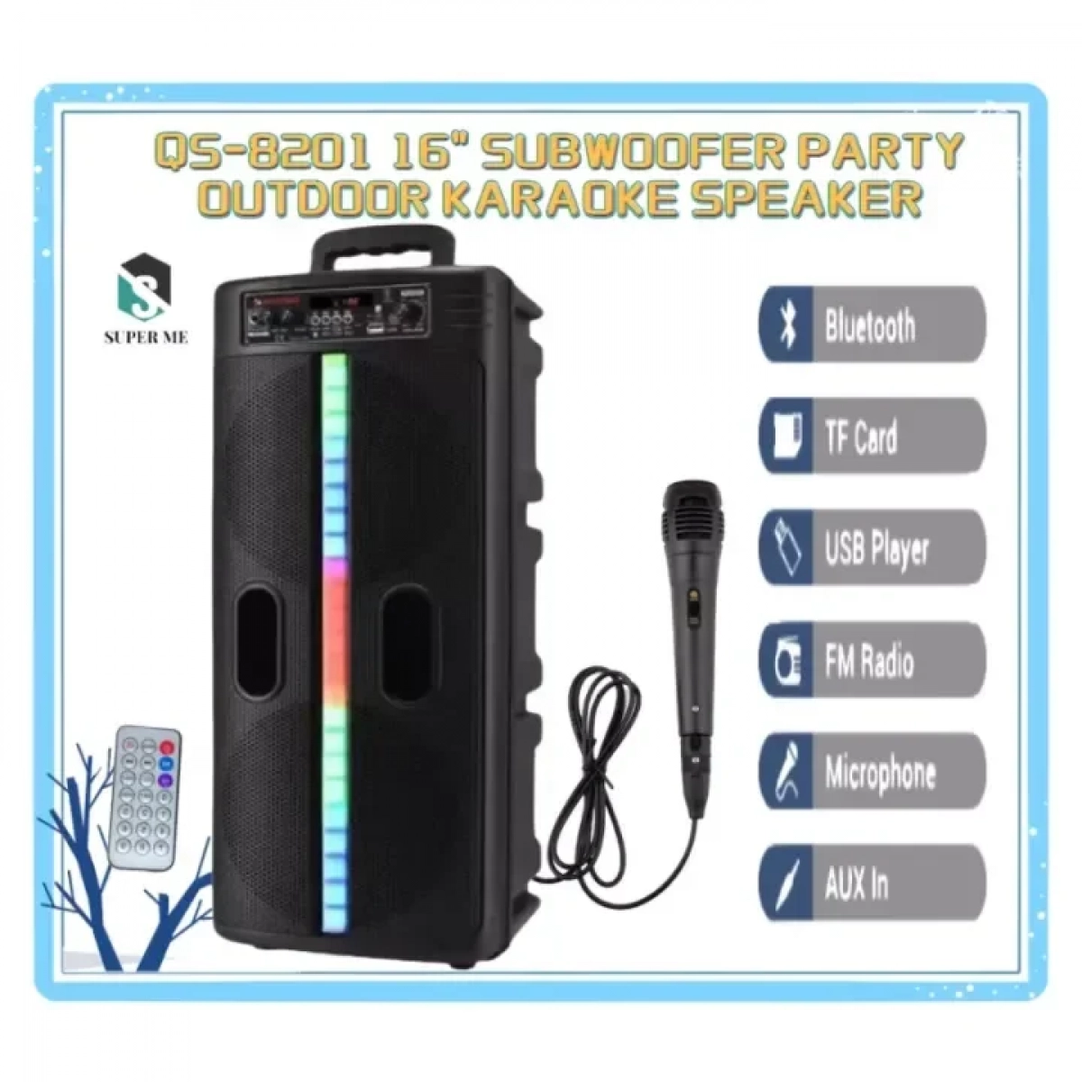 Ασύρματο ηχείο Bluetooth KIMISO QS-8201 Φορητό Woofer Led Outdoor Party