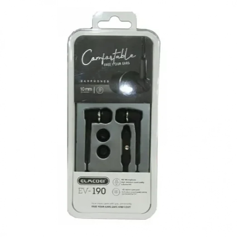Handsfree Ακουστικά Elmcoei EV190 In-ear με Σύνδεση 3.5mm Jack Μαύρα