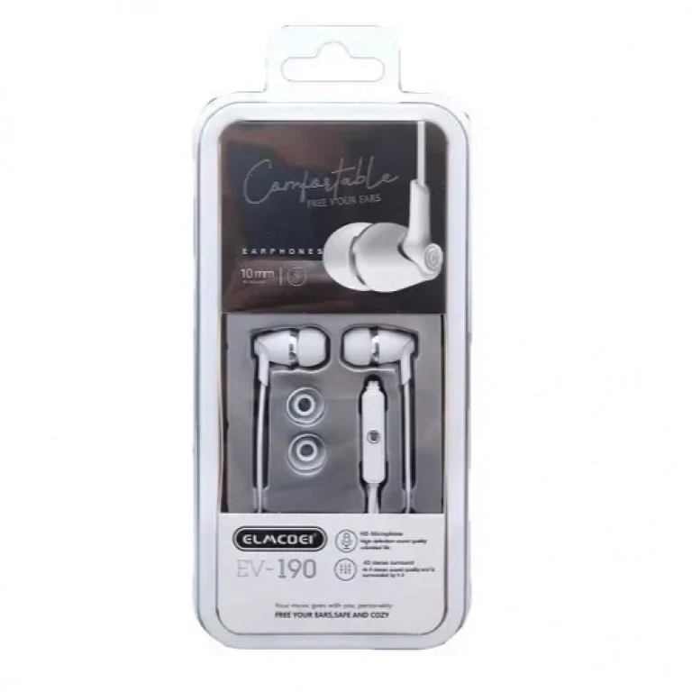 Handsfree Ακουστικά Elmcoei EV190 In-ear με Σύνδεση 3.5mm Jack Λευκό