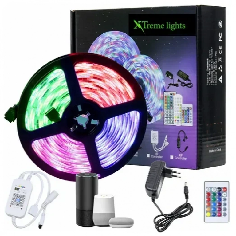 SMART ΤΑΙΝΙΑ LED 5M WI-FI 7,2W RGB ΠΟΛΥΧΡΩΜΗ IP20 ΜΕ ΤΗΛΕΧΕΙΡΙΣΤΗΡΙΟ ΣΥΜΒΑΤΗ ΜΕ ALEXA - GOOGLE XTREME LIGHTS XT-10005