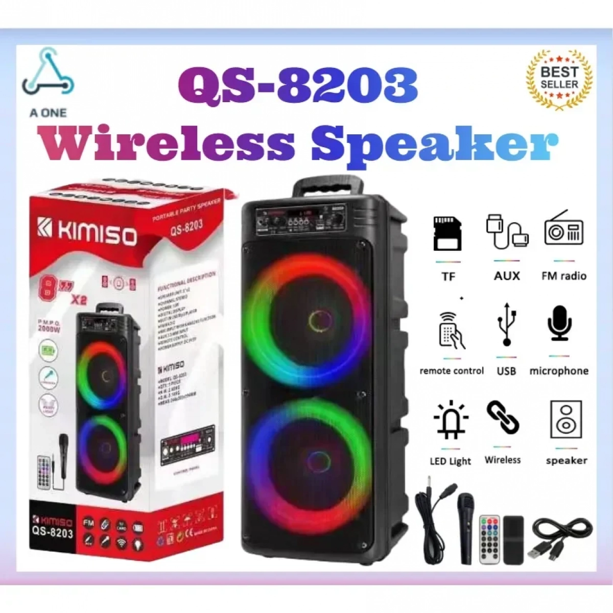 Kimiso Σύστημα Karaoke με Ενσύρματo Μικρόφωνo QS-8203 σε Μαύρο Χρώμα