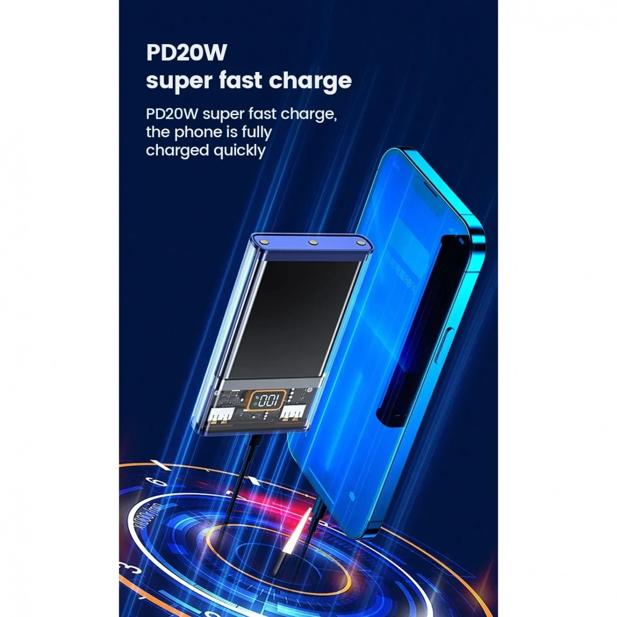 Διάφανο Powerbank Μπαταρία 20000mAh με 2 Θύρες USB 22.5 W Fast Charging Y161