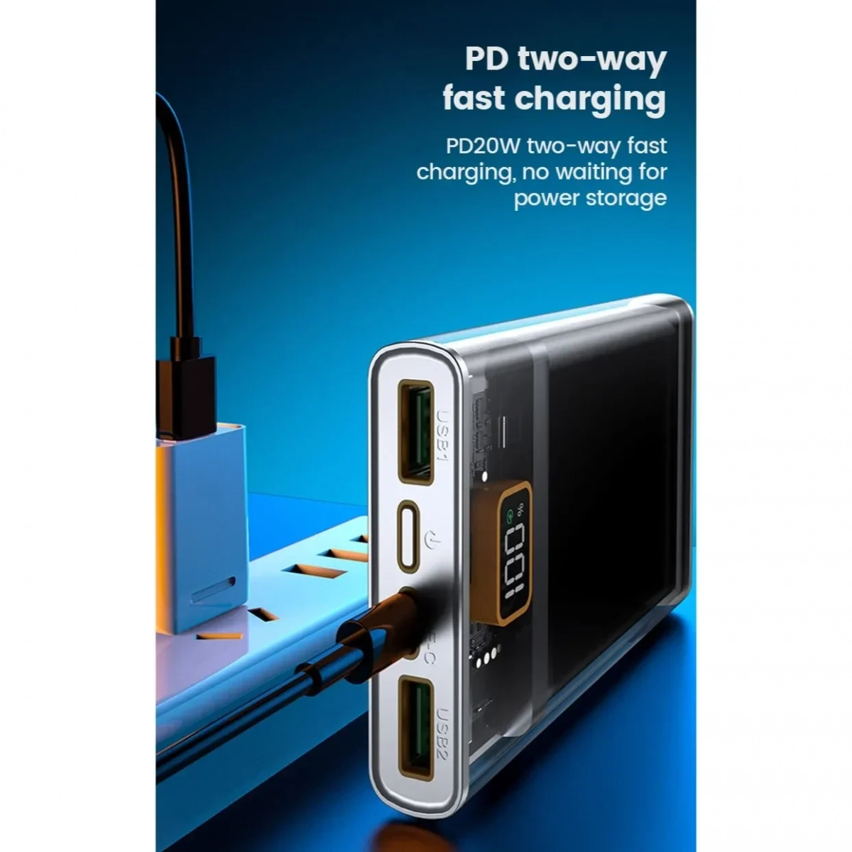 Διάφανο Powerbank Μπαταρία 20000mAh με 2 Θύρες USB 22.5 W Fast Charging Y161