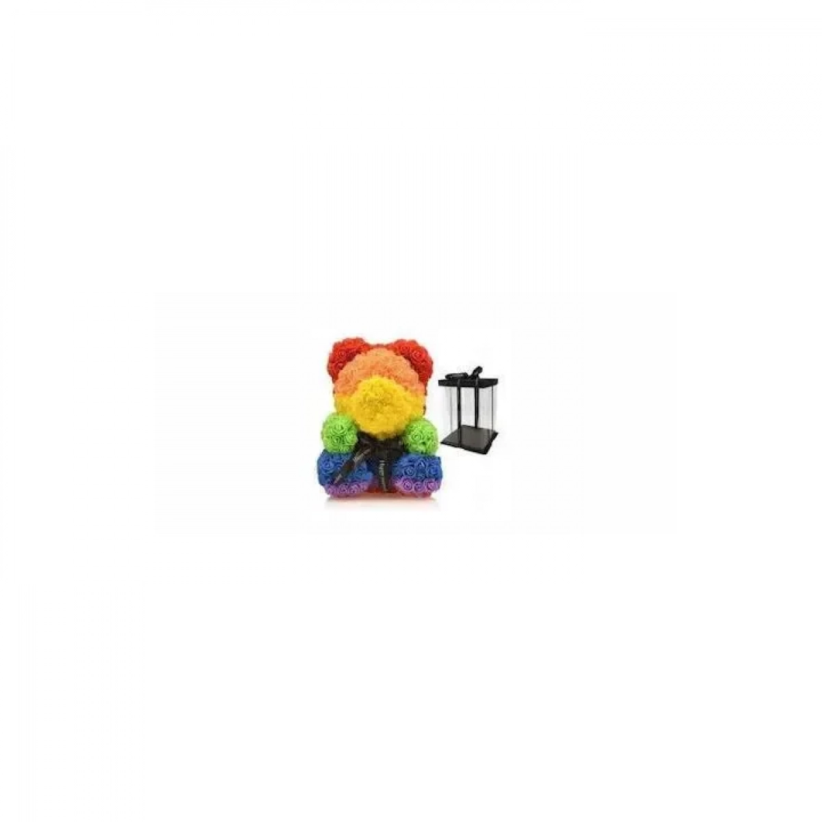 Αρκουδάκι από τριαντάφυλλα Rainbow 25 cm σε κουτί