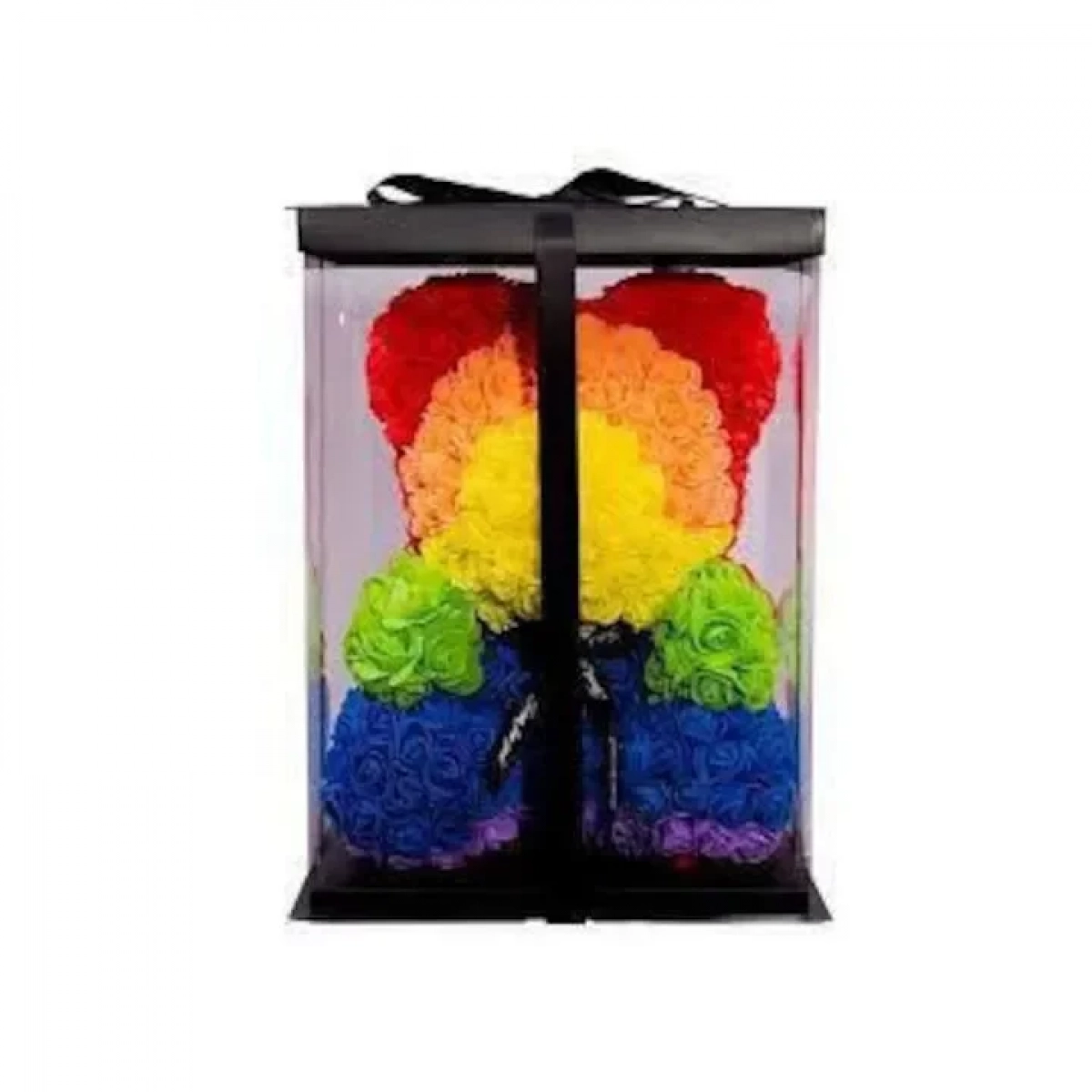 Αρκουδάκι από τριαντάφυλλα Rainbow 25 cm σε κουτί