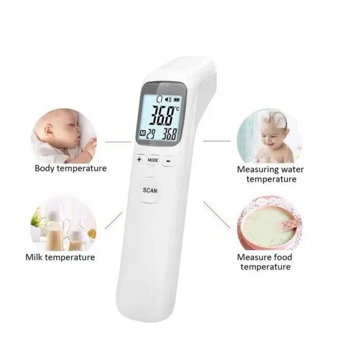 Ψηφιακό Θερμόμετρο Υπερύθρων Σώματος + Επιφανειών με Ειδοποίηση Ήχου CK-T1502 – Λευκό