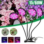 Τετραπλό Φωτιστικό LED USB Ανάπτυξης Φυτών με Λαβίδα Στήριξης -μαύρο
