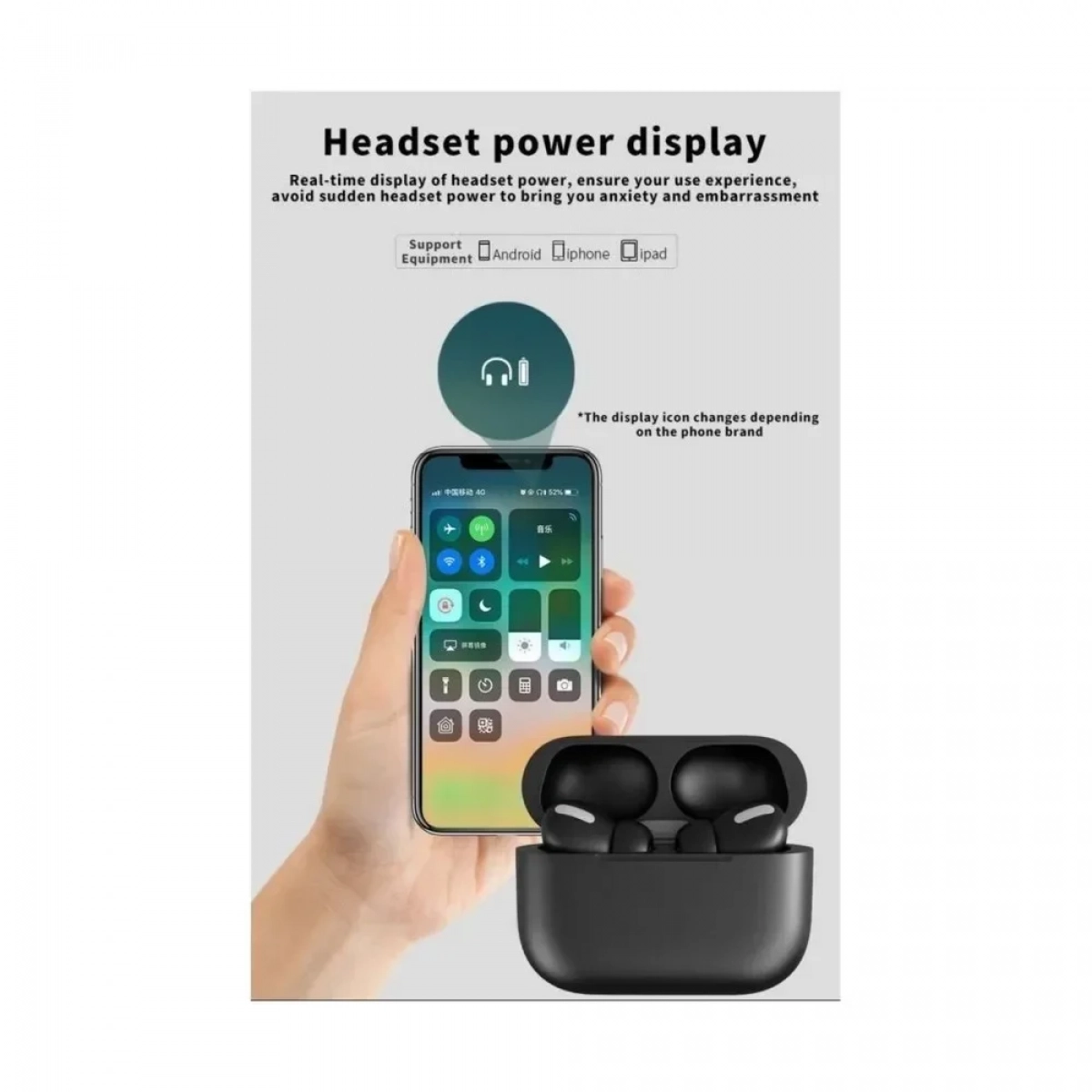 Bluetooth Ακουστικά i3 Pro In-ear με Θήκη Φόρτισης – Μαύρο