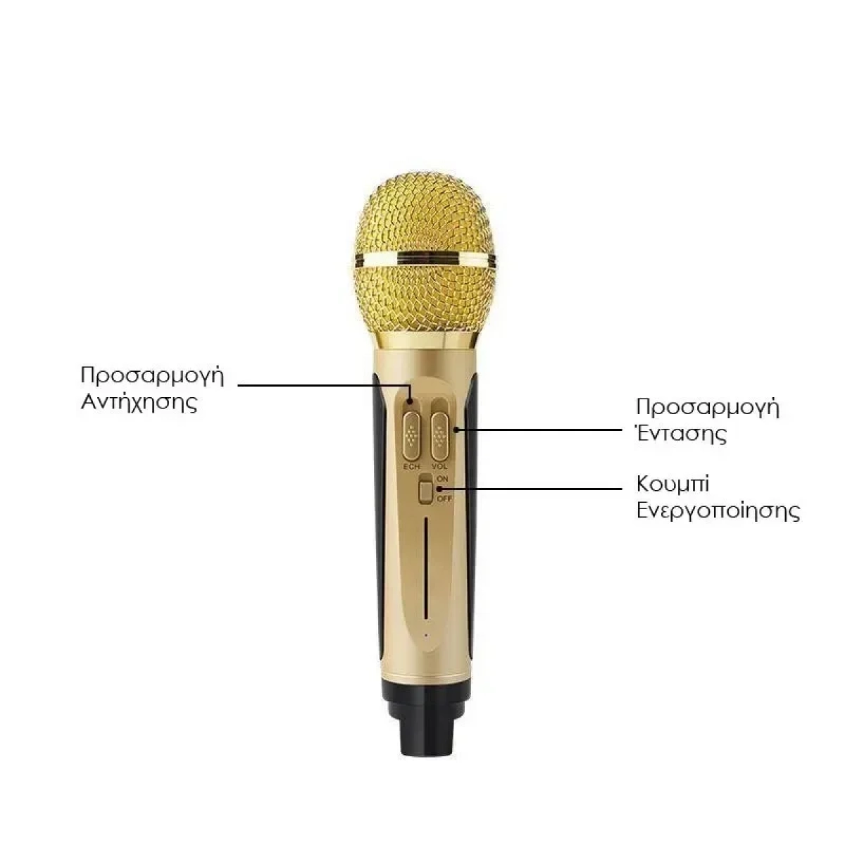 SD-306 Ασύρματο Set Καραόκε με 2 Μικρόφωνα & Ηχείο 20W – Bluetooth, USB, microSD - Χρυσό - Image 2