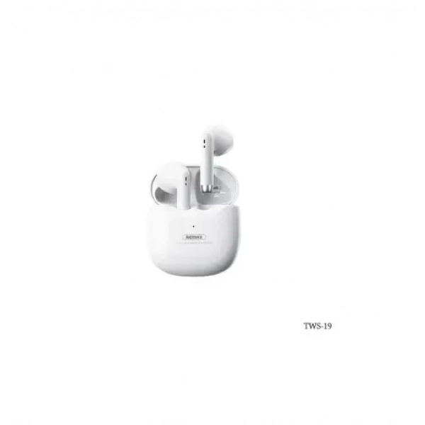 Ασύρματα ακουστικά Remax TWS-19 Earbud με θήκη φόρτισης λευκό