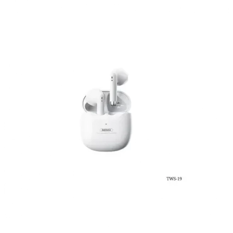 Ασύρματα ακουστικά Remax TWS-19 Earbud με θήκη φόρτισης λευκό