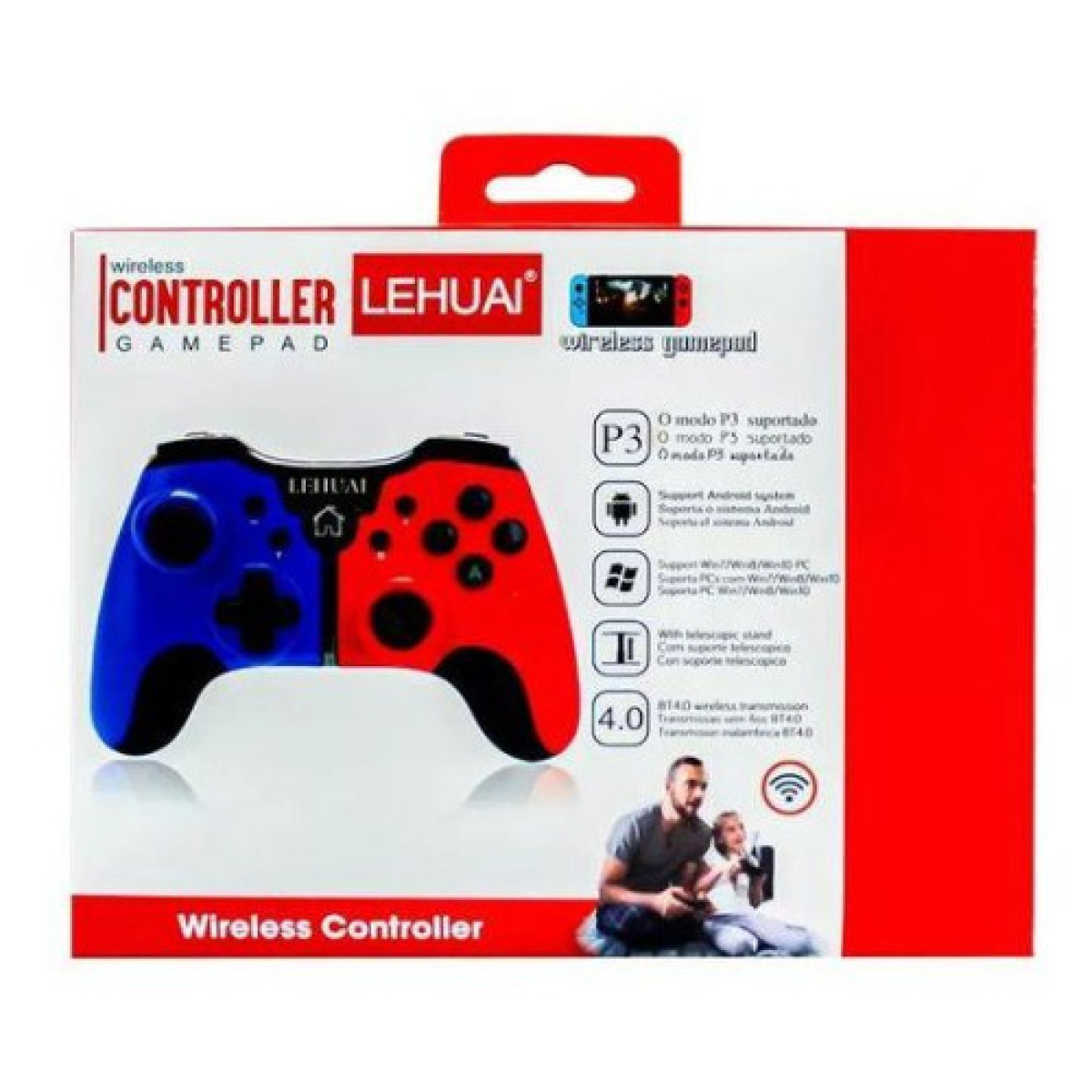Ασύρματο χειριστήριο Gamepad συμβατό με Android, PC & iOS Lehuai TS2646 μπλε κόκκινο - Image 3