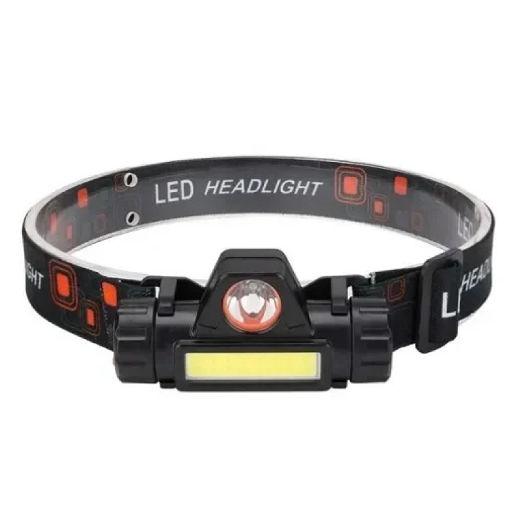 Επαναφορτιζόμενος φακός κεφαλής LED USB μαύρο