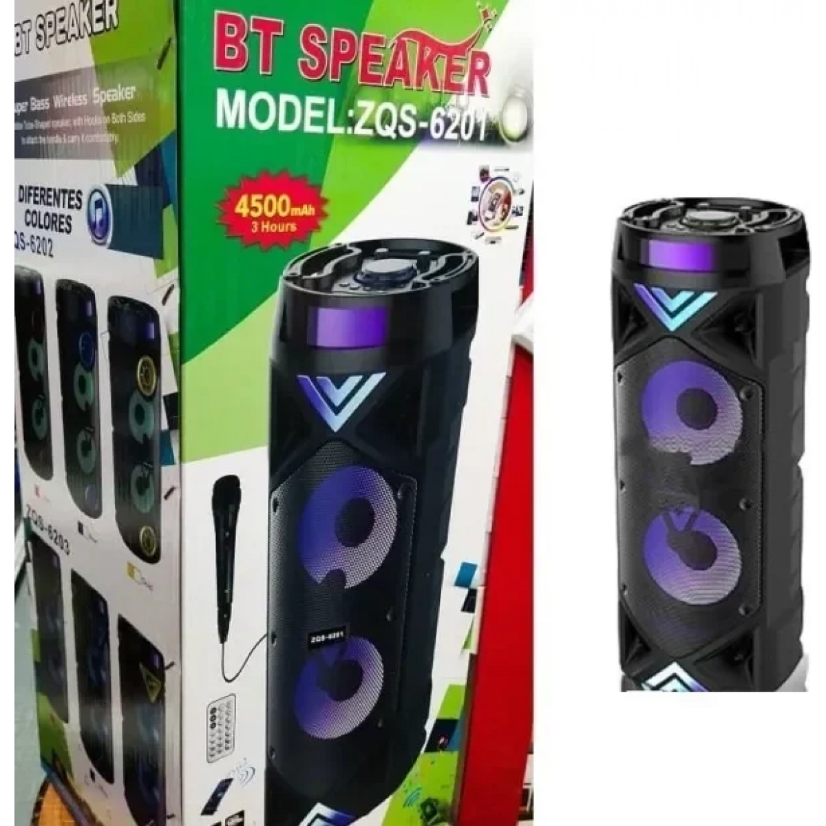 Φορητό ηχείο Bluetooth με μικρόφωνο και τηλεχειριστήριο ZQS-6201 μαύρο - Image 2