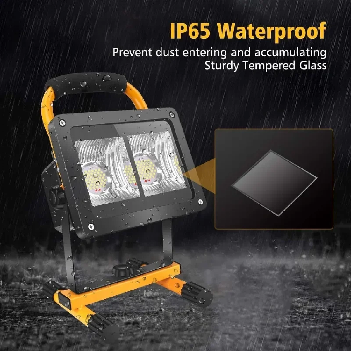 Φορητός Επαναφορτιζόμενος Προβολέας LED 60W USB OEM W864B – Μαύρο, Κίτρινο
