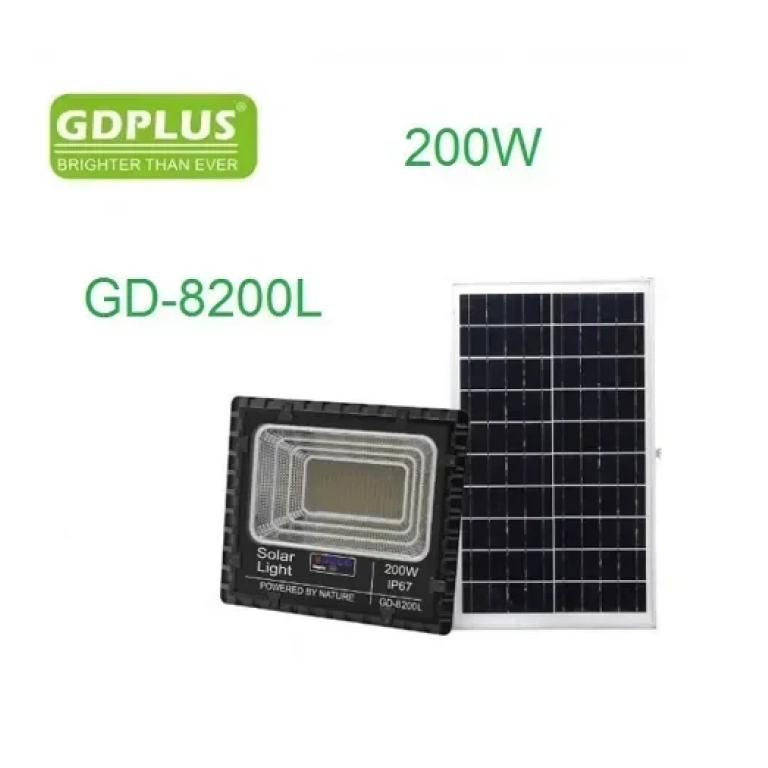Ηλιακός προβολέας 200W με τηλεχειριστήριο GD-8200L μαύρο