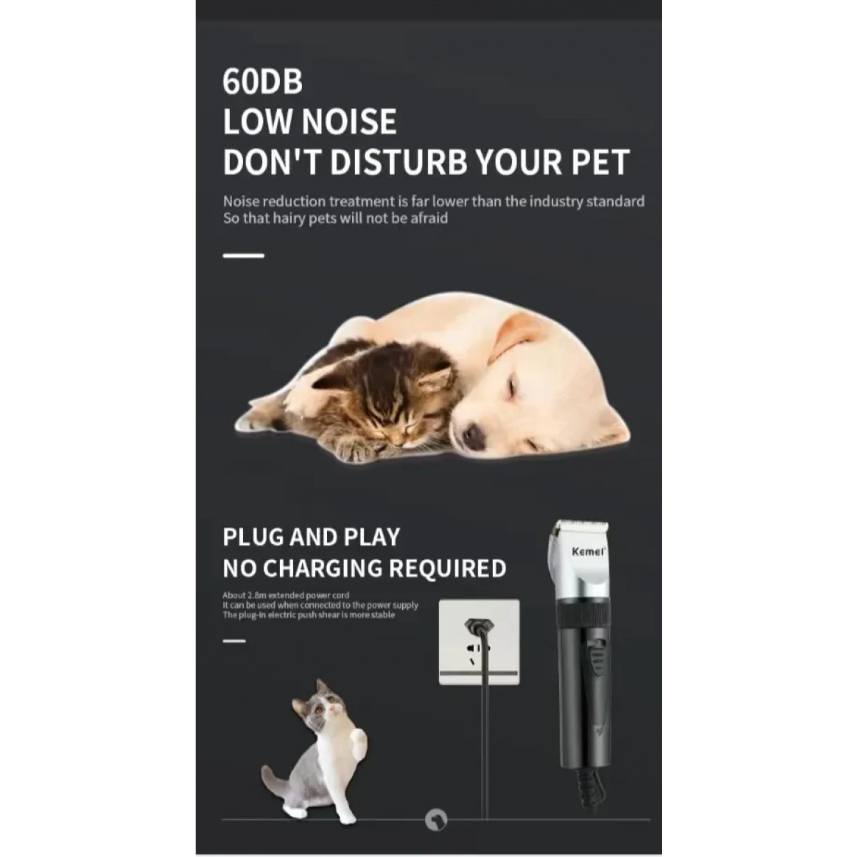 KEMEI KM-CW11 Pet Professional Trimmer Επαναφορτιζόμενο σετ κουρέματος για κατοικίδια - Image 2