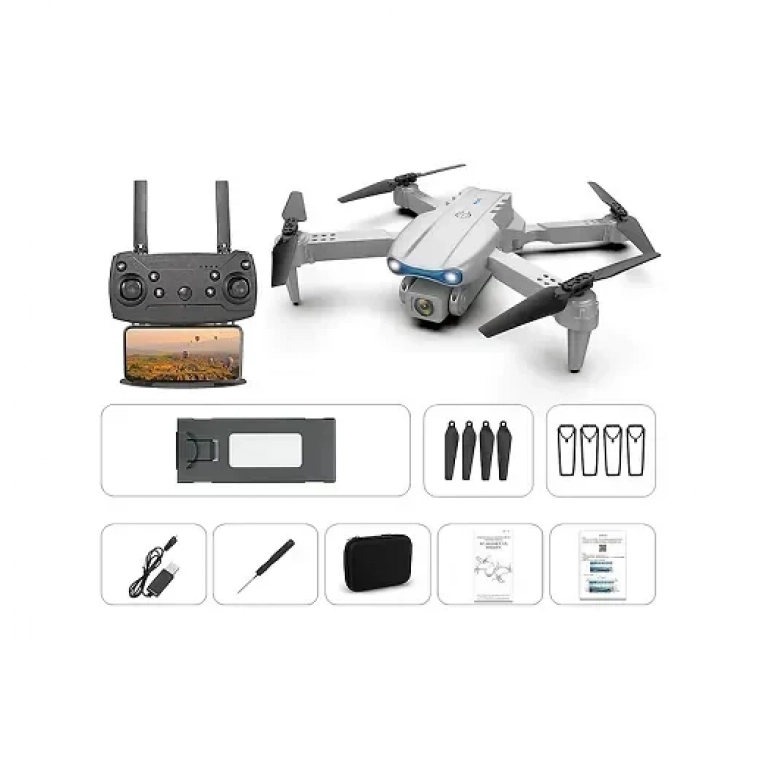 Πτυσσόμενο αεροσκάφος mini drone με τηλεχειριστήριο K3 E99pro λευκό