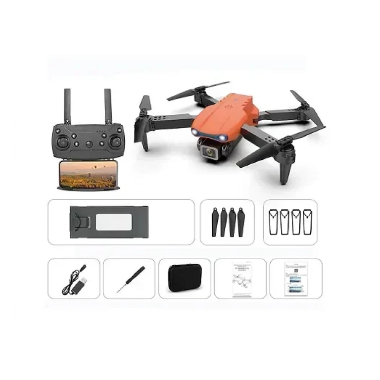 Πτυσσόμενο αεροσκάφος mini drone με τηλεχειριστήριο K3 E99pro πορτοκαλί