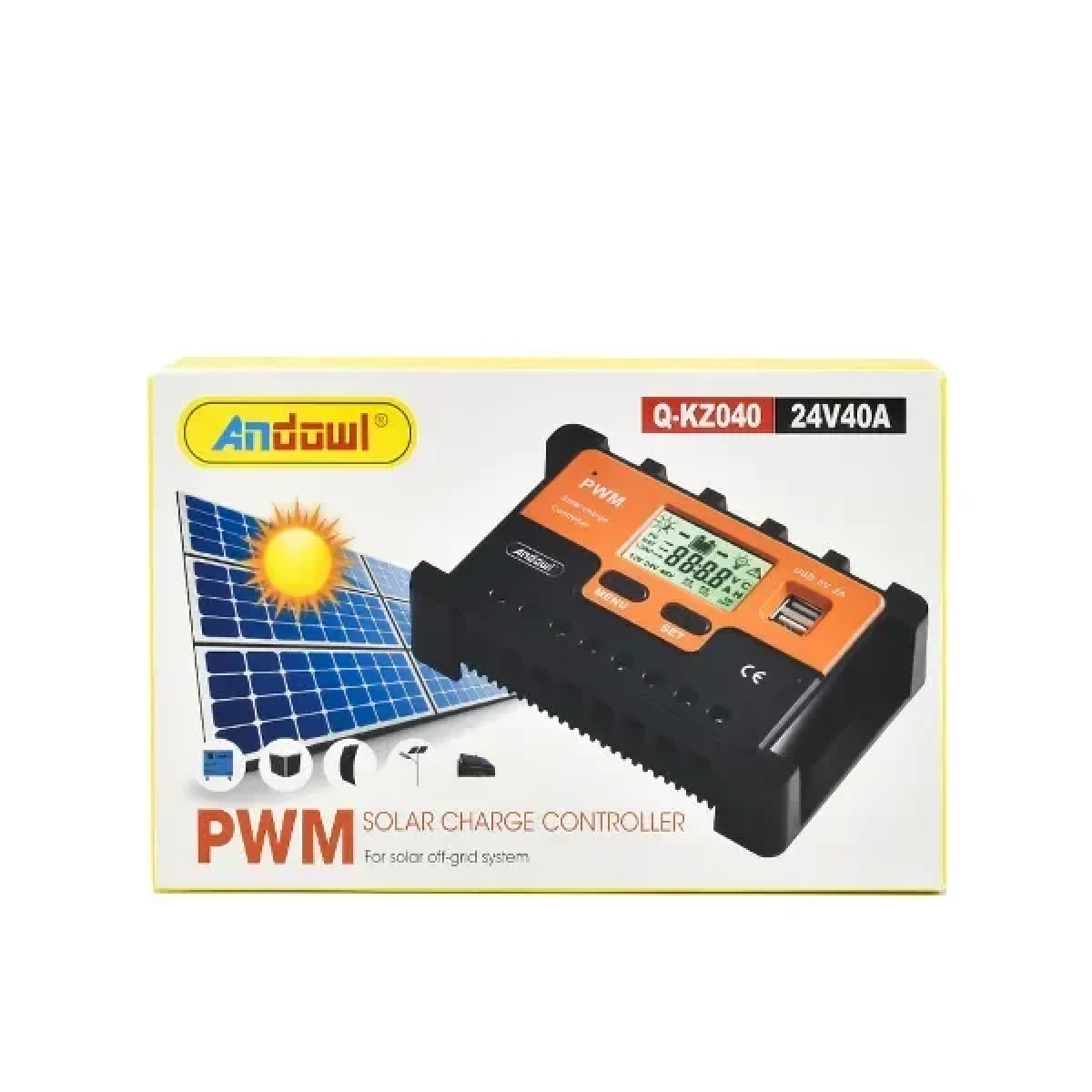 Ρυθμιστής φόρτισης με οθόνη Andowl PWM 24V 40A Q-KZ040 πορτοκαλ