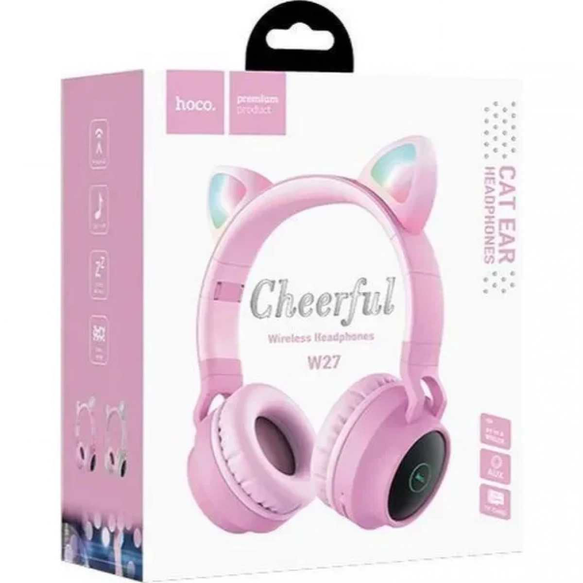 Ακουστικά ενσύρματα/ασύρματα Cat Ear Hoco W27 ροζ