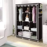 Ντουλάπα Τριπλή Με 8 Ράφια 130x45x175cm Μαύρη