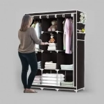 Ντουλάπα Τριπλή Με 8 Ράφια 130x45x175cm Μαύρη