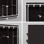 Ντουλάπα Τριπλή Με 8 Ράφια 130x45x175cm Μαύρη