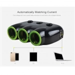 Φορτιστής Αυτοκινήτου 1xUSB 3xΑναπτήρα Awei C-35 2.1A – Μαύρο - Image 2