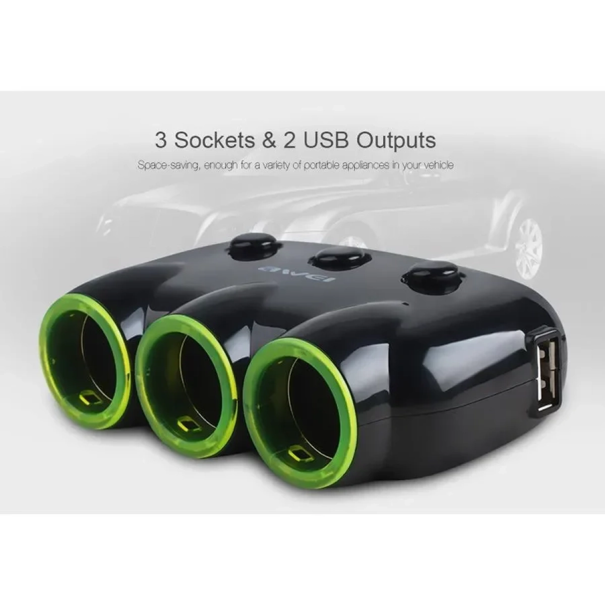 Φορτιστής Αυτοκινήτου 1xUSB 3xΑναπτήρα Awei C-35 2.1A – Μαύρο