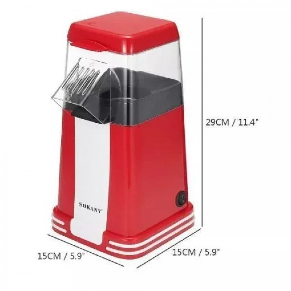 Μηχανή Popcorn με ζεστό αέρα 1200W Sokany SK-289 κόκκινο