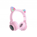 Ακουστικά ενσύρματα/ασύρματα Cat Ear Hoco W27 ροζ