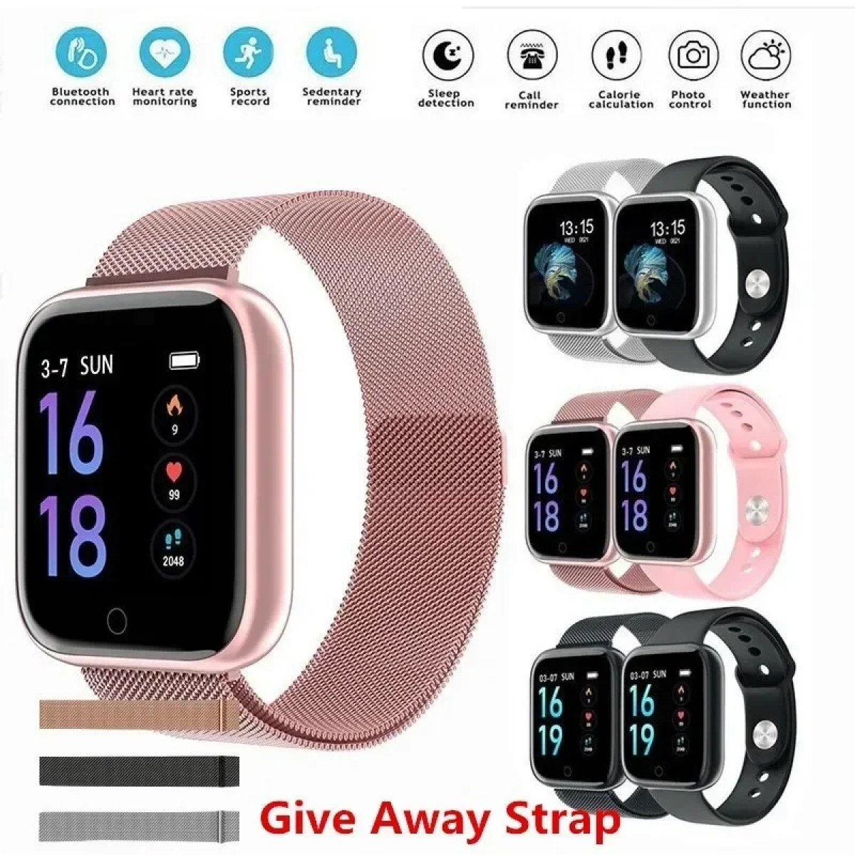 Smartwatch T80, Ροζ