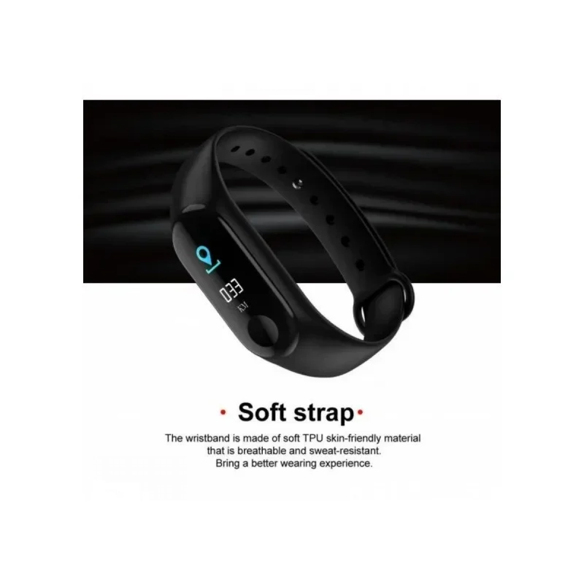 Έξυπνο Ρολόι Smart Bracelet Bluetooth Smartwatch Με Καταγραφή Βημάτων, Ύπνου + Καρδιακών Παλμών ΟΕΜ Μ3, σε μαύρο χρώμα