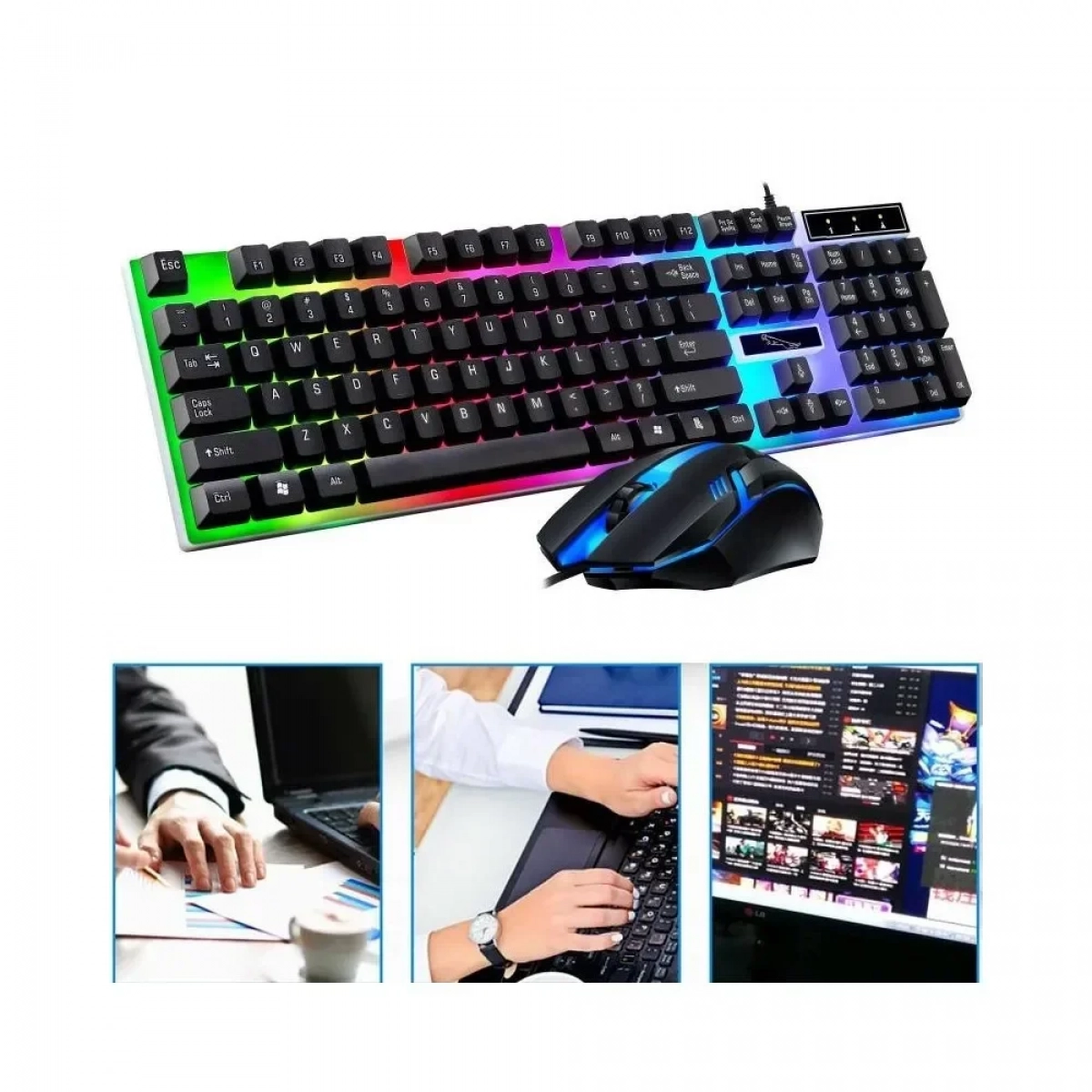 Σετ Gaming Πληκτρολόγιο με RGB φωτισμό & Ποντίκι AOAS M-350 (Αγγλικό US)