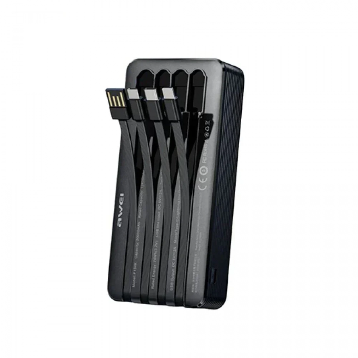 Awei P134K Power Bank 20000mAh με Θύρα USB-A και Θύρα USB-C Μαύρο