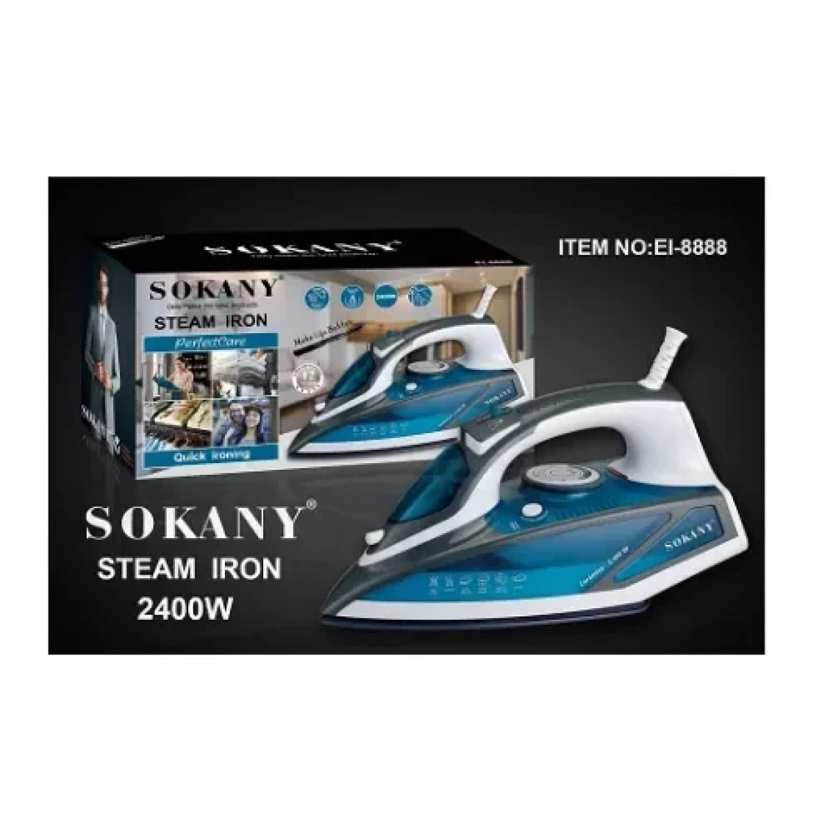 Επαγγελματικό σίδερο ατμού Sokany EL-8888 2400W Steam Iron Μπλε