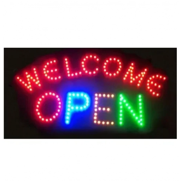 Φωτιζόμενη Διαφημιστική Πινακίδα LED – Welcome open Μονής όψης