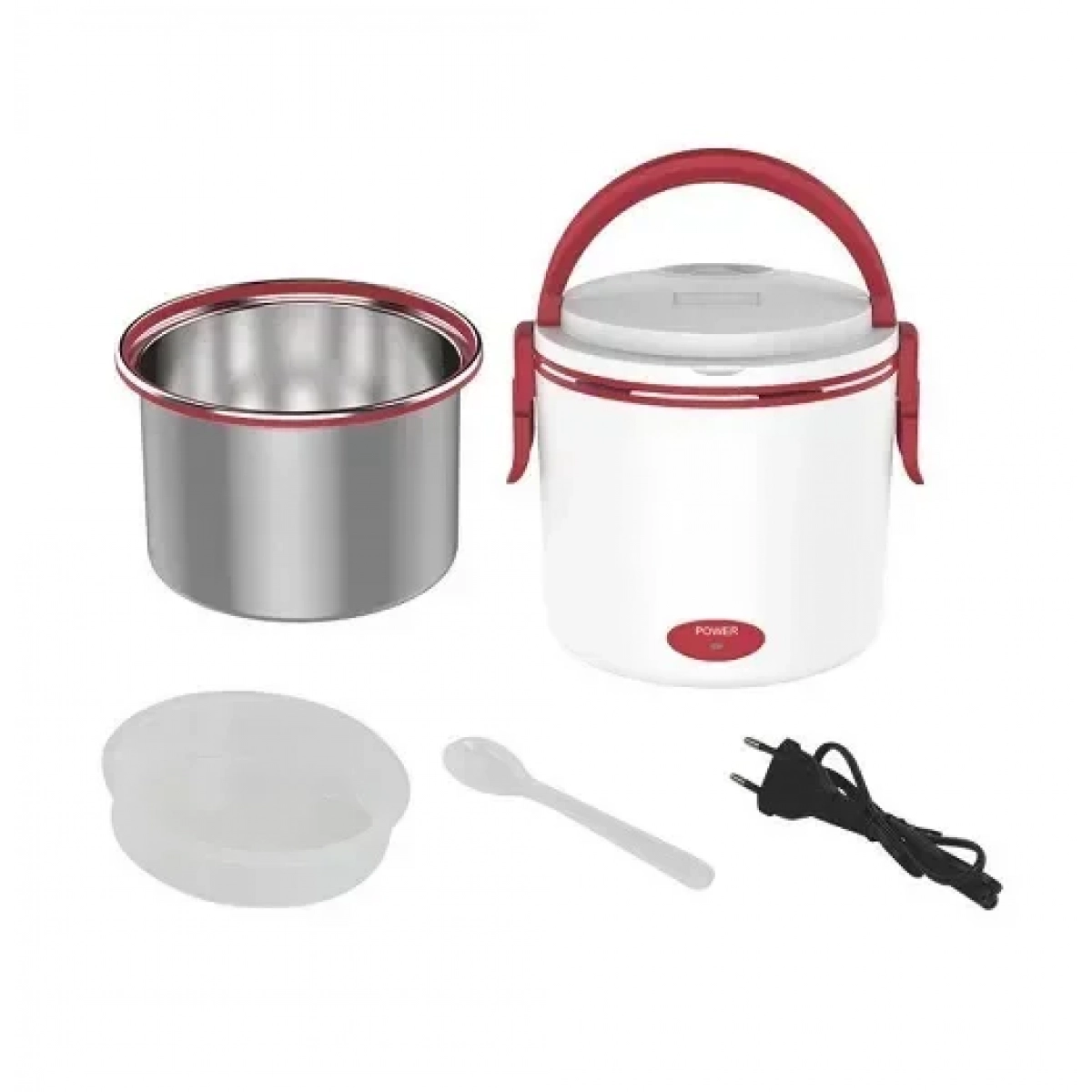 Hoomei HM-5650R Δοχείο Φαγητού Inox 0.7L, 171x157x154mm με Ισχύ 40W σε κόκκινο - Image 2