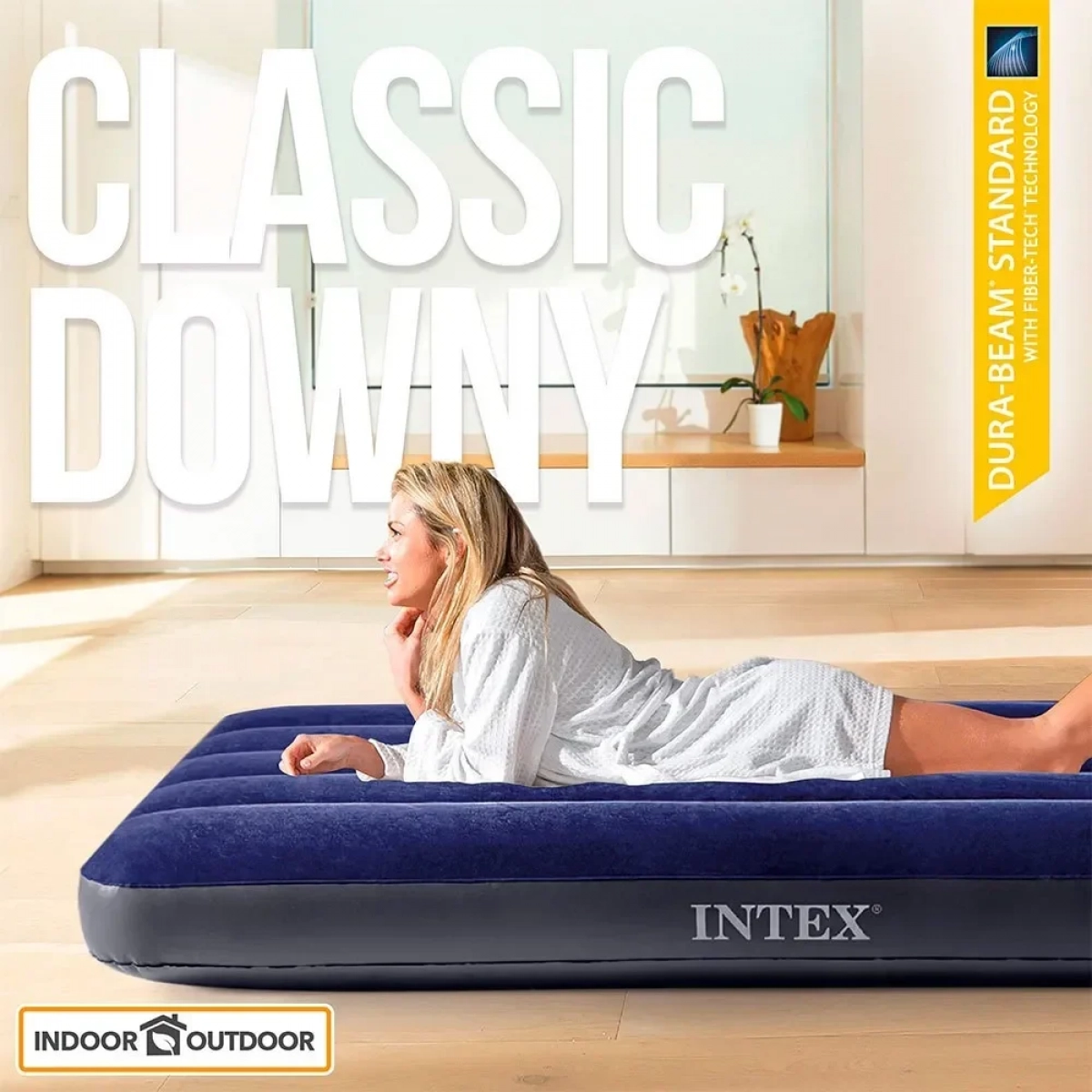 Intex Φουσκωτό Στρώμα Ύπνου Μονό Classic Downy 64756 191x76x25εκ.