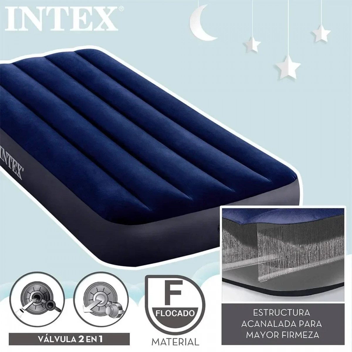 Intex Φουσκωτό Στρώμα Ύπνου Μονό Classic Downy 64756 191x76x25εκ.