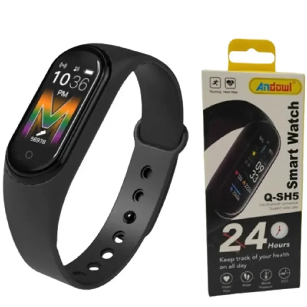 Q-SH5 Activity Tracker με Παλμογράφο Μαύρο