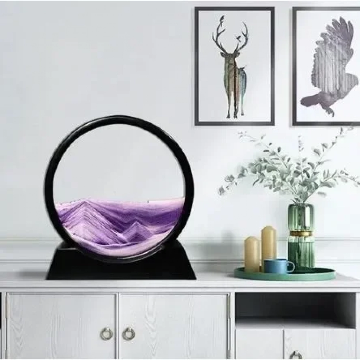 Τρισδιάστατο Διακοσμητικό Έργο Τέχνης με Κινούμενη Άμμο – 3D Moving Sandscapes 26cm – Μωβ
