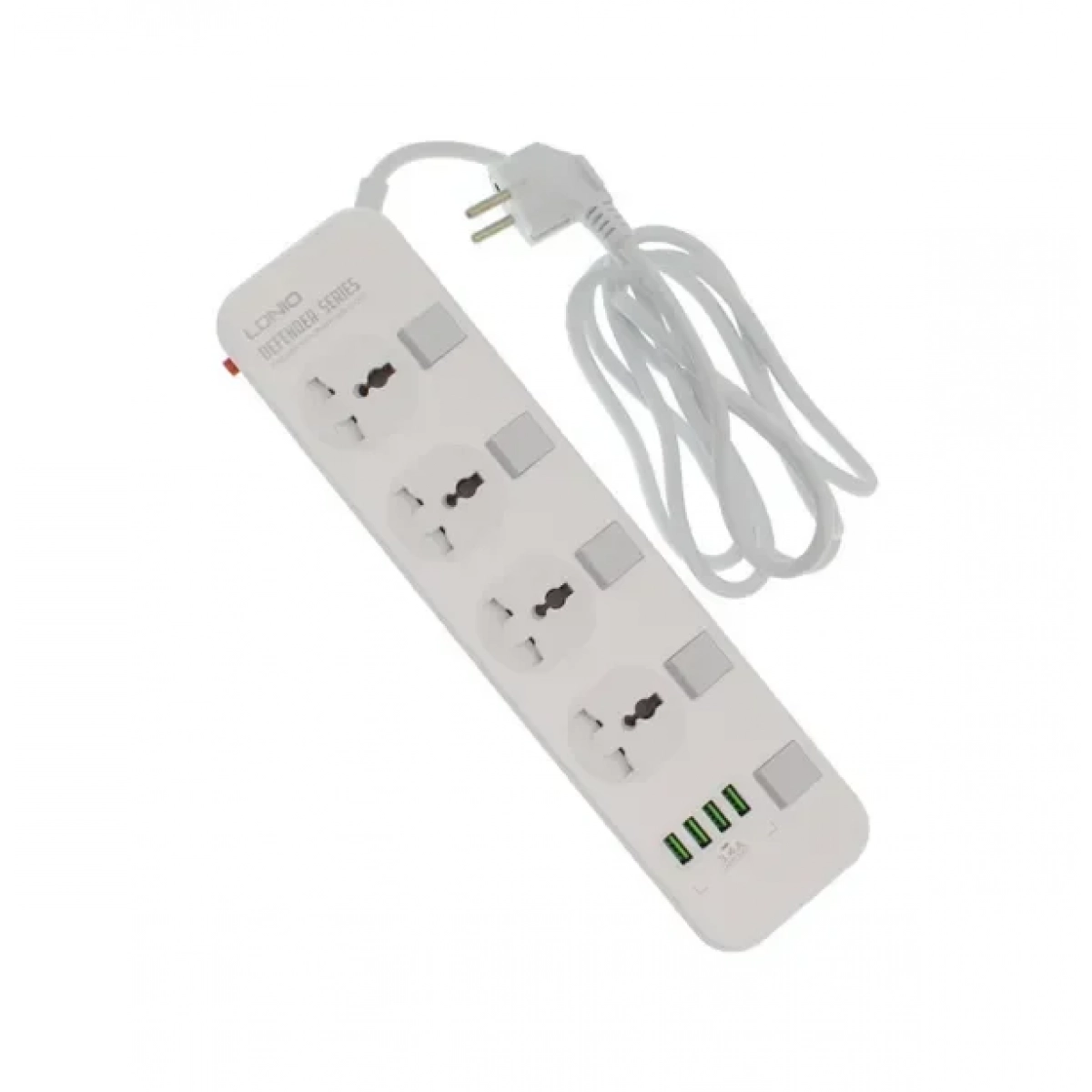 Ldnio Πολύπριζο Ασφαλείας 4 Θέσεων με Διακόπτη, 4 USB και Καλώδιο 2m Λευκό SC-4408