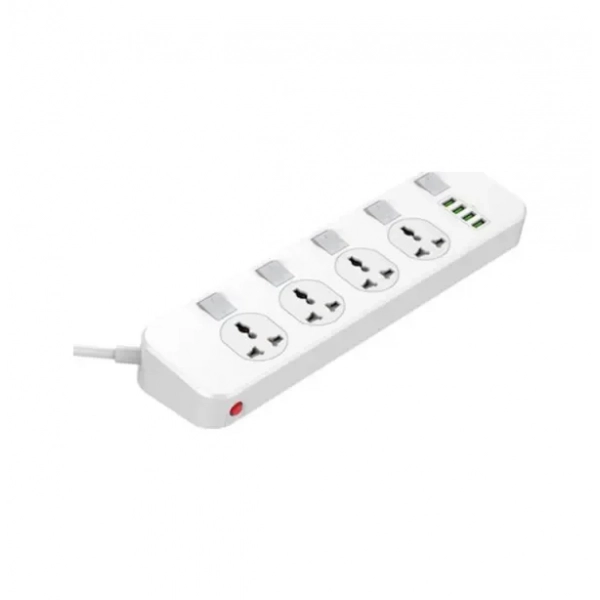 Ldnio Πολύπριζο Ασφαλείας 4 Θέσεων με Διακόπτη, 4 USB και Καλώδιο 2m Λευκό SC-4408