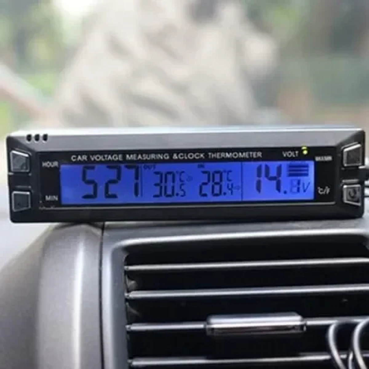 Ψηφιακό Θερμόμετρο, ρολόι και βολτόμετρο αυτοκινήτου 12V-24V, E-30