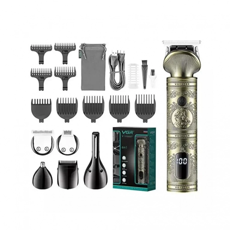 Επαναφορτιζόμενη Κουρευτική Μηχανή VGR 6in1 Grooming Kit V-106 χρυσή