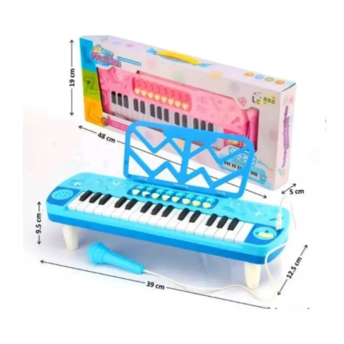 Παιδικό μουσικό όργανο πιάνο με μικρόφωνο, σε χρώμα μπλε