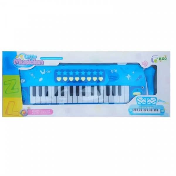 Παιδικό μουσικό όργανο πιάνο με μικρόφωνο, σε χρώμα μπλε