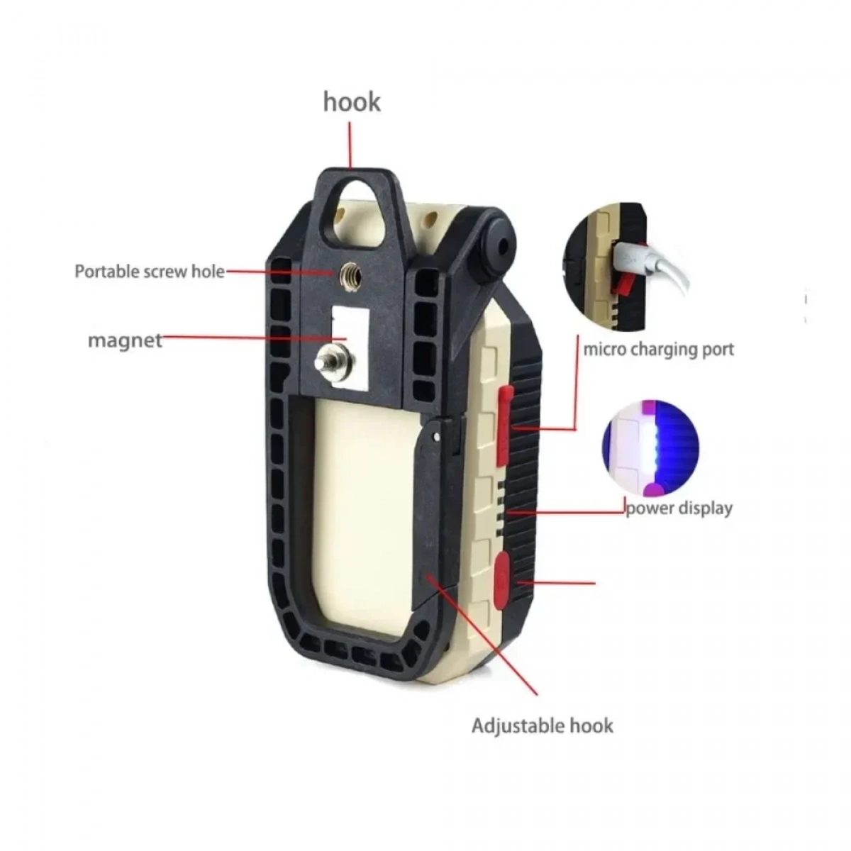 Φακός εργασίας/έκτακτης ανάγκης/camping LED W598B μαύρο - Image 4